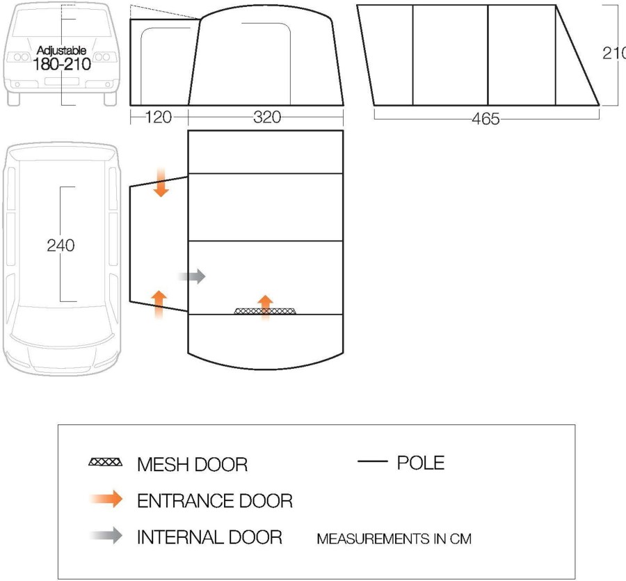 Camping Vango Driveaway Van Awnings | Vango Galli Low Driveaway Awning Grey