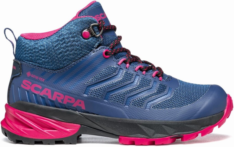 Footwear Scarpa Kids Boots & Shoes | Scarpa Rush Mid Kids Gtx Boots - Blue-Fuxia