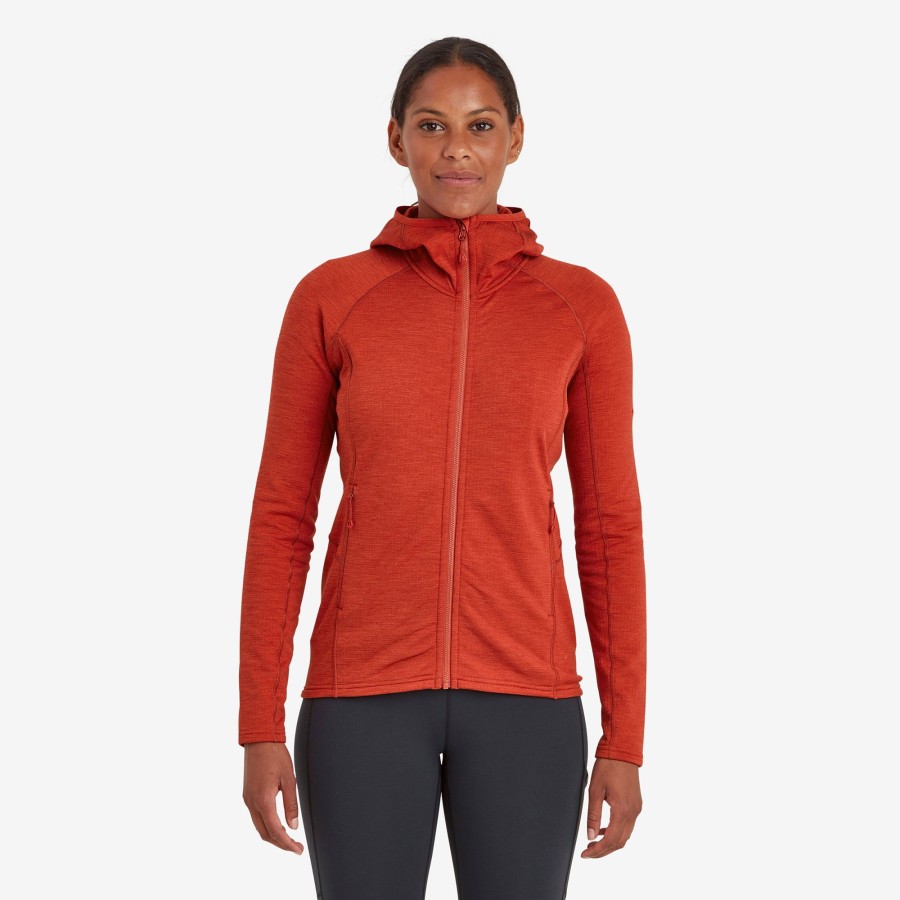 Clothing Montane Fleece & Mid Layer | Montane Womens Protium Hoodie - Saffron Red