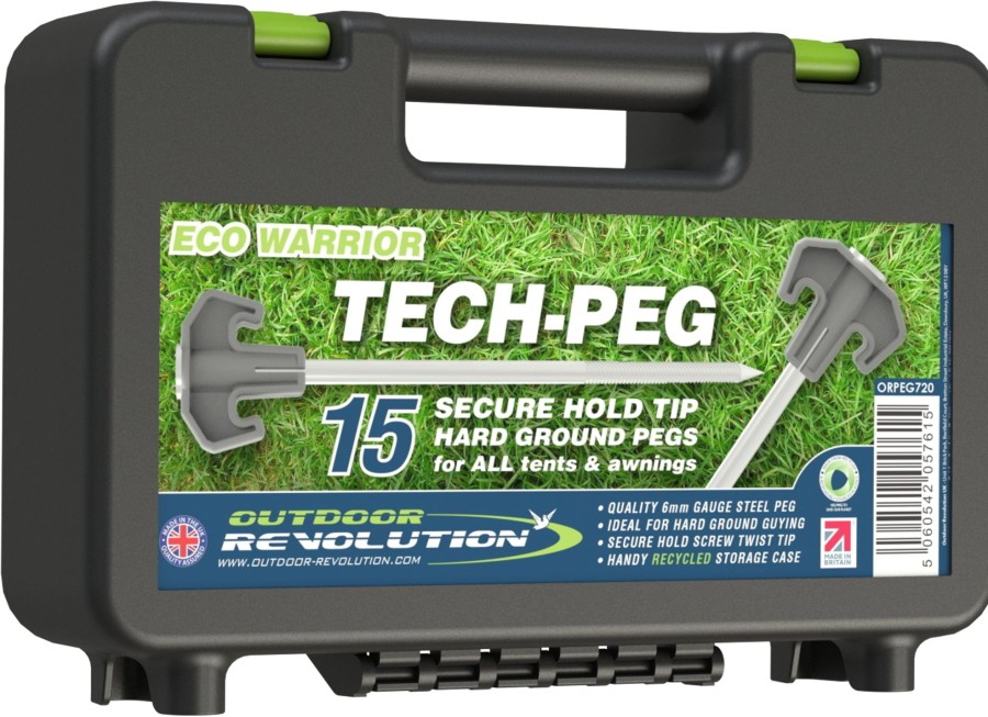 Camping Outdoor Revolution Tent Pegs | Outdoor Revolution Eco Warrior Tech Peg - Case Of 15 Silver