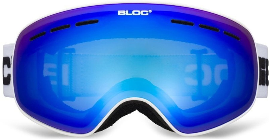 Clothing Bloc Eyewear Eyewear | Bloc Junior Moon Goggle - Matt White-Blue Mirror Lens