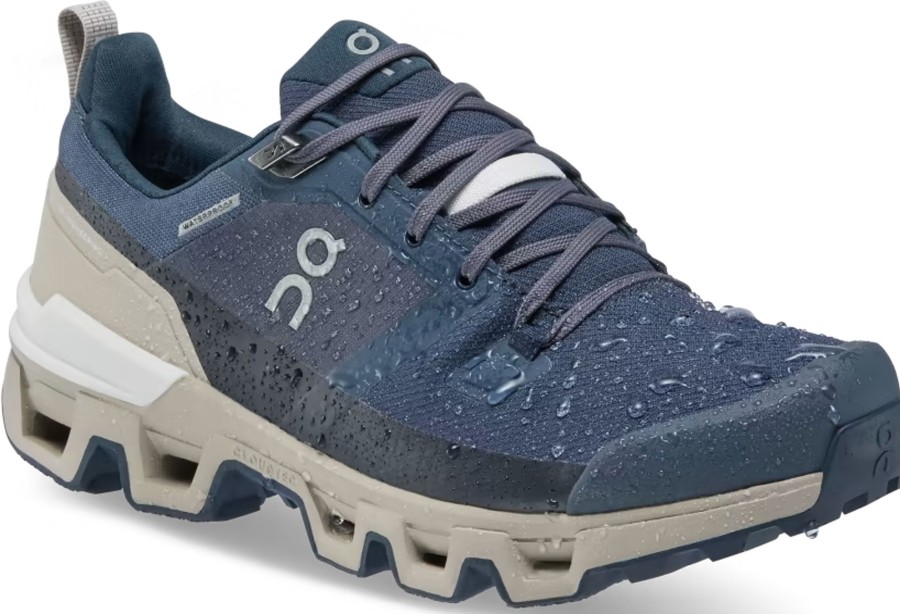 Footwear On Walking Shoes | On Womens Cloudwander Waterproof Hiking Shoes - Navy-Desert Blue