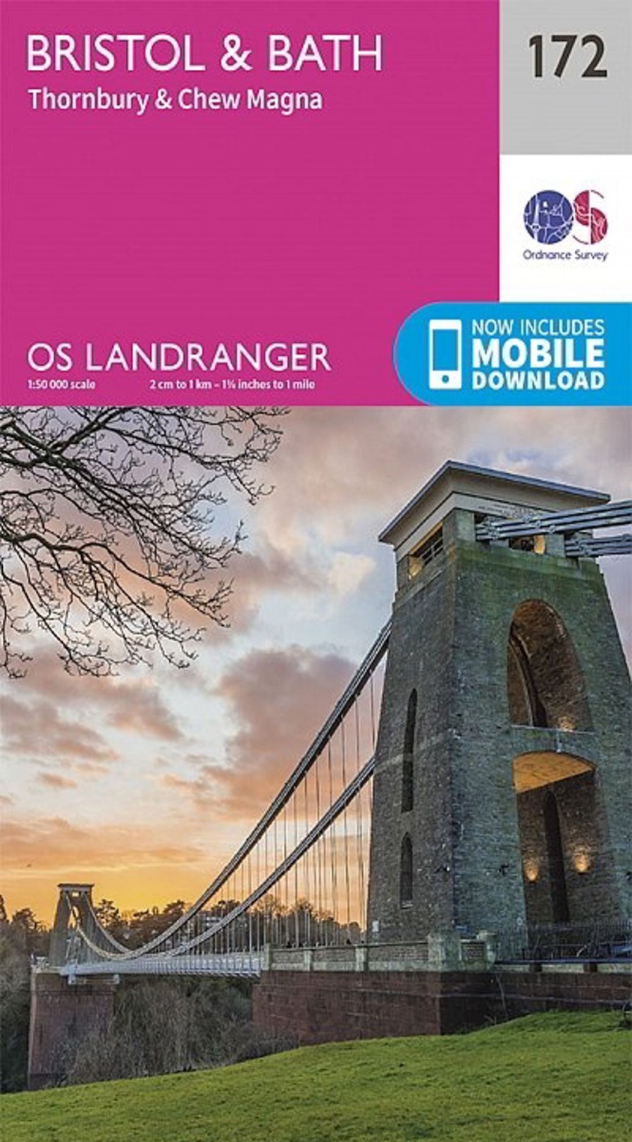 Equipment Ordnance Survey Maps And Books | Os Landranger Map 172 - Bristol And Bath, Thornbury And Chew Magna Pink