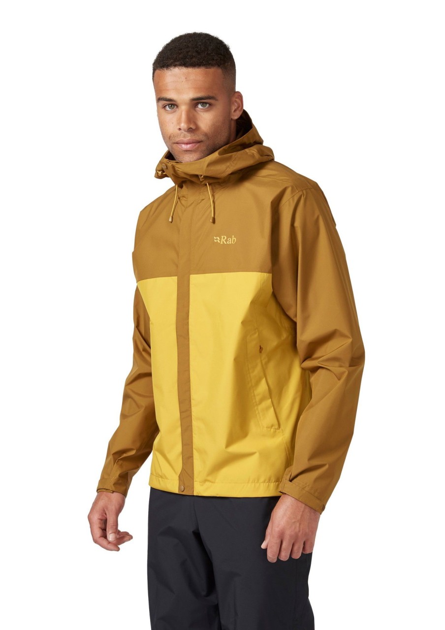 Clothing Rab Waterproof Jackets | Rab Mens Downpour Eco Jacket - Footprint-Sahara Brown