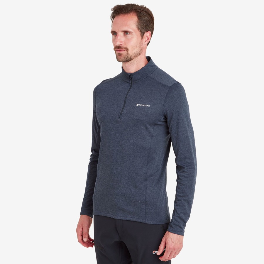 Clothing Montane T Shirts & Base Layers | Montane Mens Dart Zip Neck T-Shirt - Eclipse Blue