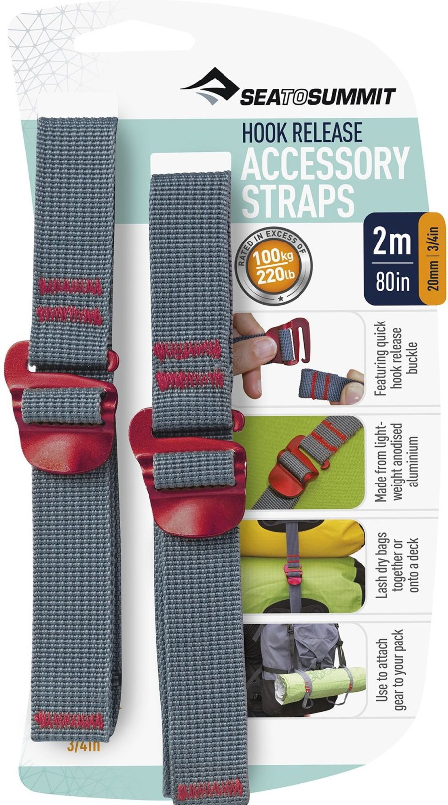 Rucksacks Sea To Summit Buckles & Straps | Sea To Summit Hook Release Accessory Straps - 20Mm X 2M Red