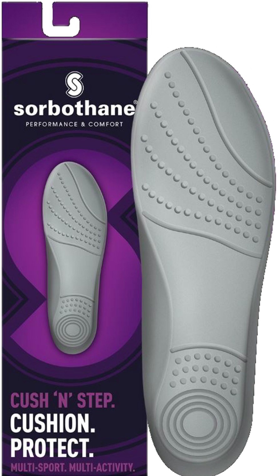 Footwear Sorbothane Footbeds & Insoles | Sorbothane Cush N Step Cushion Protect Insoles Grey