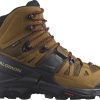 Footwear Salomon Walking Boots | Salomon Mens Quest 4 Gtx Boots - Rubber-Black-Fiery Red Brown