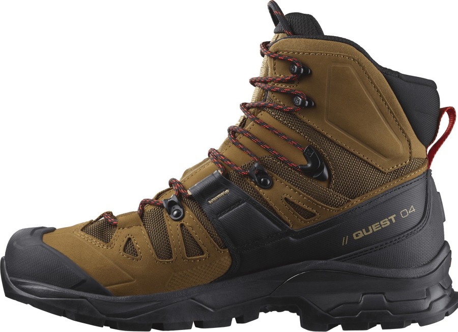 Footwear Salomon Walking Boots | Salomon Mens Quest 4 Gtx Boots - Rubber-Black-Fiery Red Brown