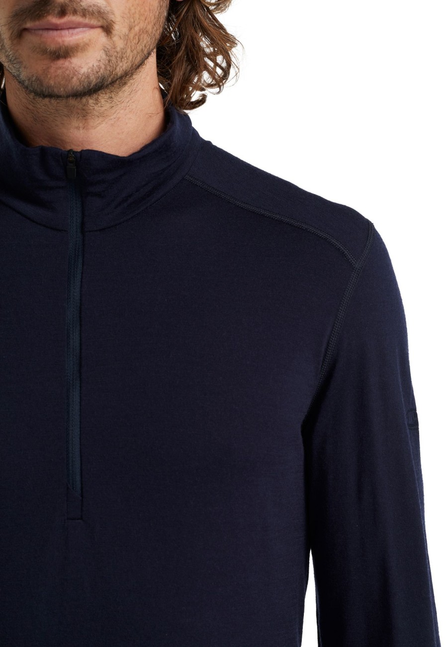 Clothing Icebreaker T Shirts & Base Layers | Icebreaker Mens 200 Oasis Long Sleeved Half Zip Top - Midnight Navy Blue