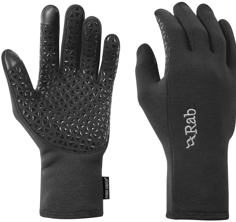 Clothing Rab Gloves | Rab Mens Power Stretch Contact Grip Glove Black