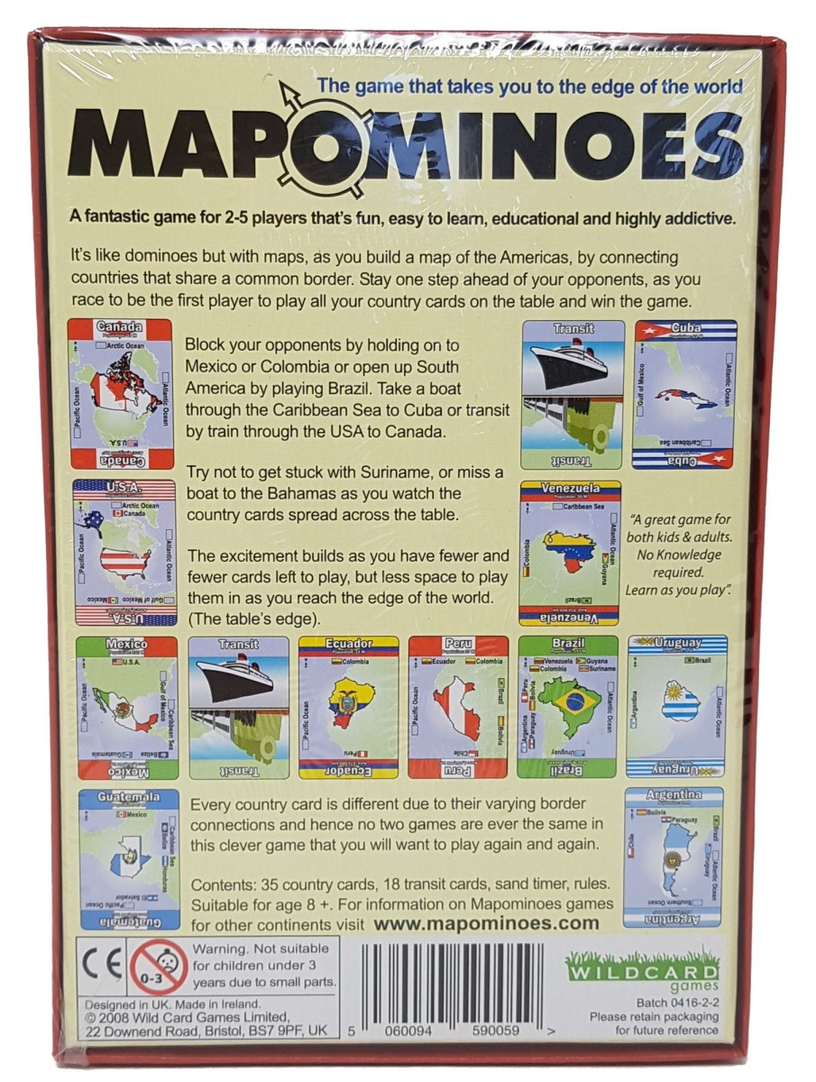 Equipment Wildcard Games Travel Accessories | Wildcard Games Mapominoes - The Ultimate Geography Game - Americas Black