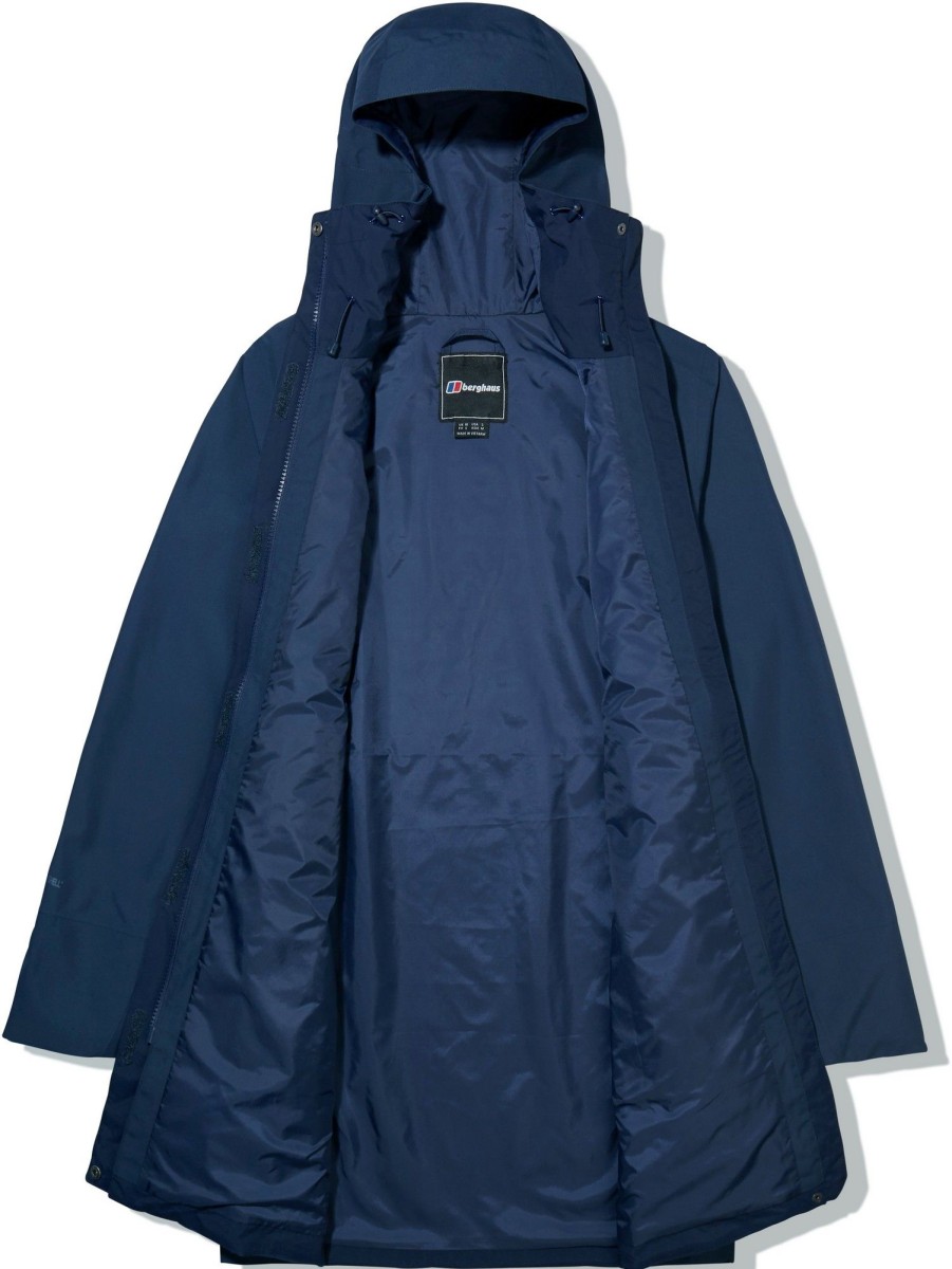 Clothing Berghaus Waterproof Jackets | Berghaus Womens Omeara Long Shell Jacket - Dusk Blue