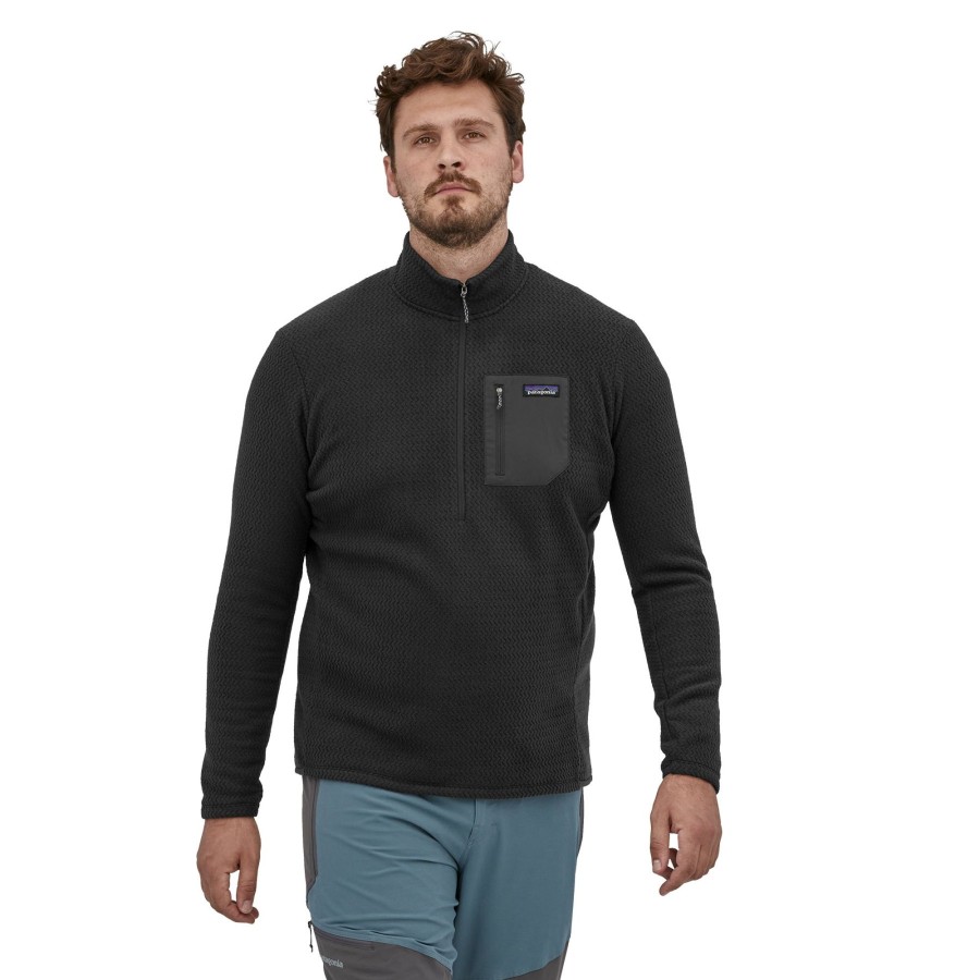 Clothing Patagonia Fleece & Mid Layer | Patagonia Mens R1 Air Zip Neck Black