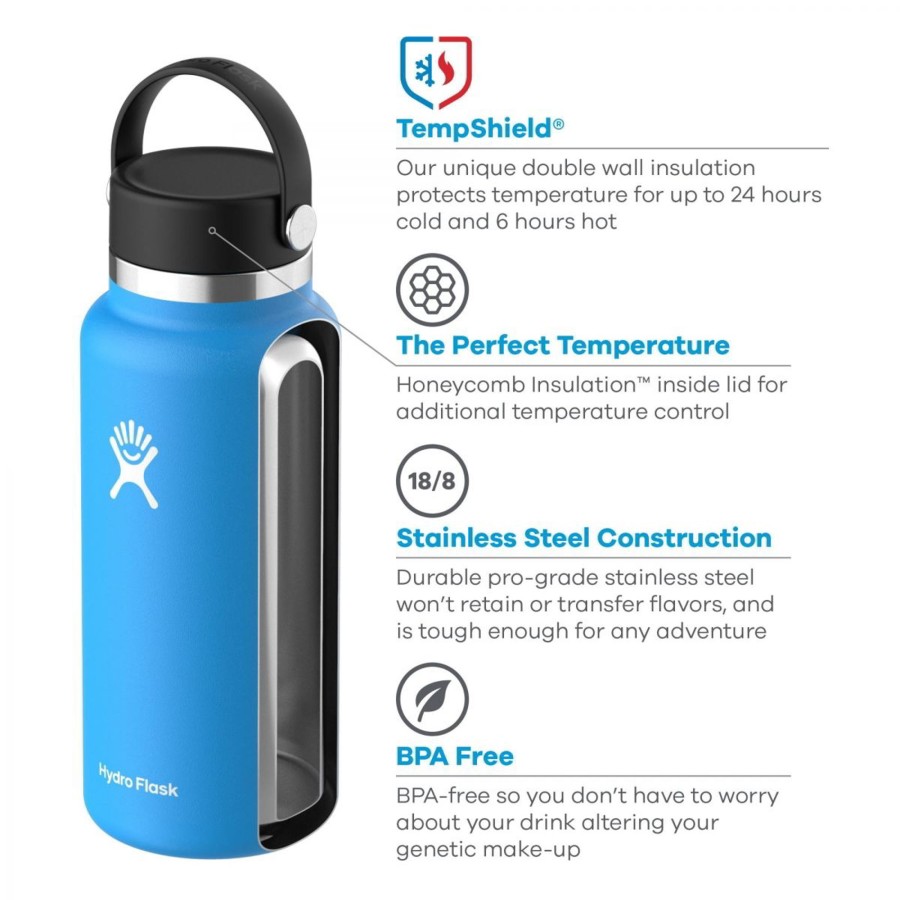 Equipment Hydro Flask Water Bottles | Hydro Flask 32Oz Wide Mouth Bottle - Pacific Blue