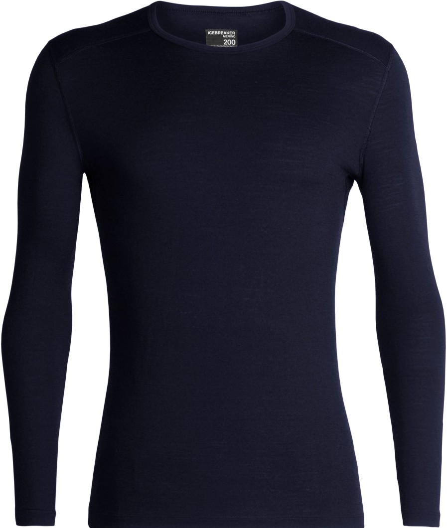 Clothing Icebreaker T Shirts & Base Layers | Icebreaker Mens 200 Oasis Long Sleeved Crewe Top - Midnight Navy Blue