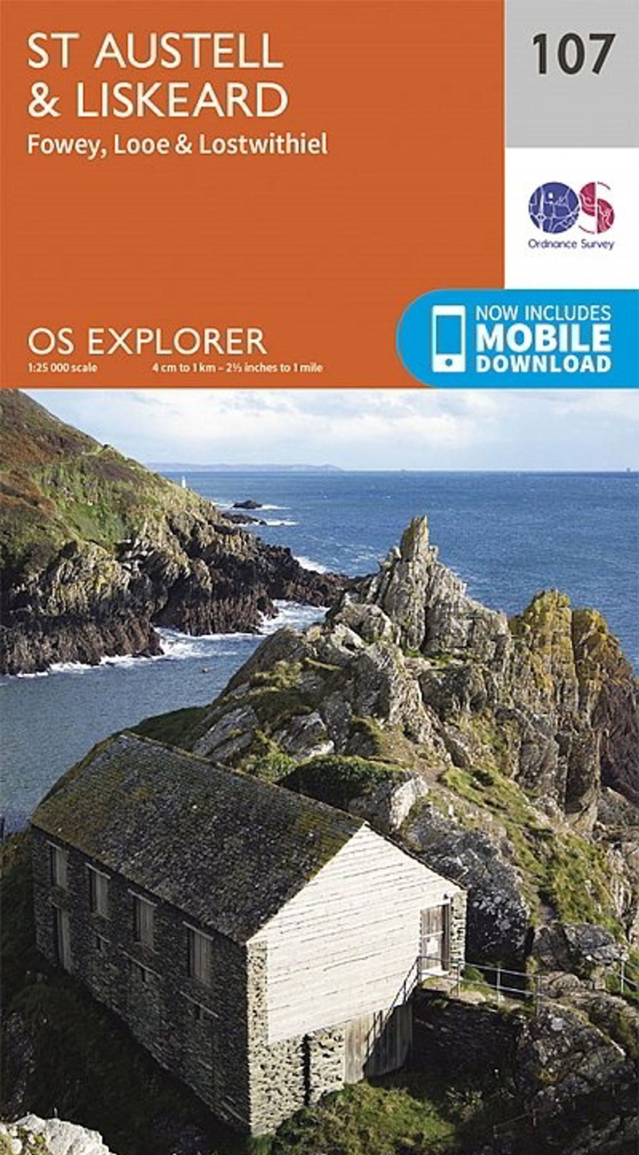 Equipment Ordnance Survey Maps And Books | Os Explorer Map 107 - St.Austell, Liskeard Fowey, Looe And Lostwithiel Orange