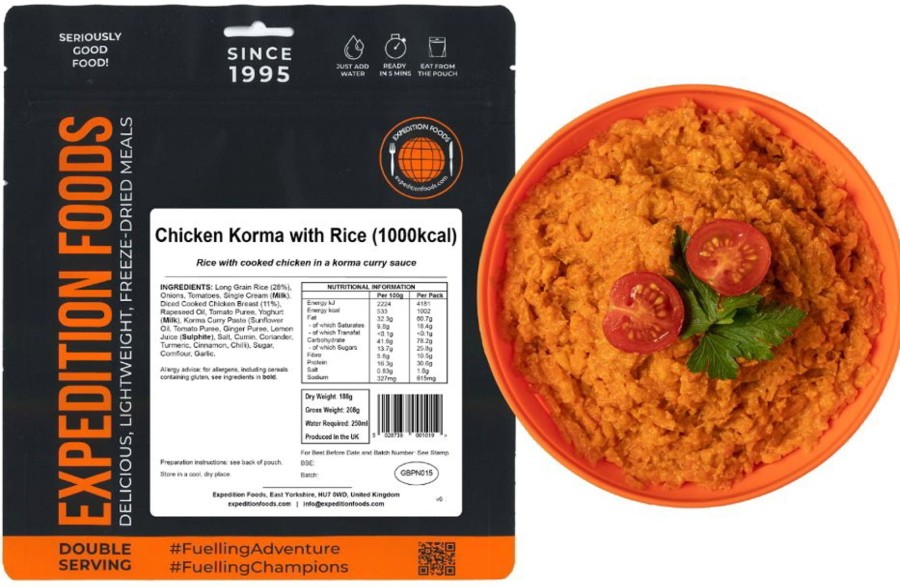 Equipment Expedition Foods Lunch/ Dinner | Expedition Foods Chicken Korma With Rice - 1000Kcal Black