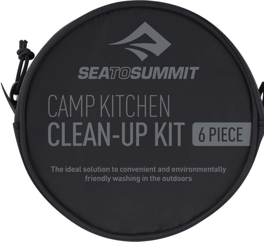 Camping Sea To Summit Plates, Bowls, Cups & Utensils | Sea To Summit Camp Clean Up Kit - 6 Piece Black