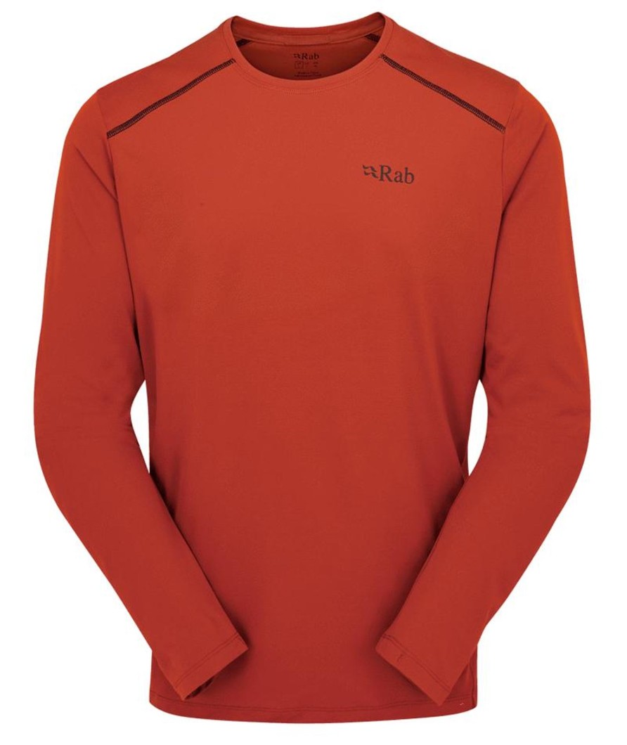 Clothing Rab T Shirts & Base Layers | Rab Mens Force Long Sleeved Tee - Tuscan Red