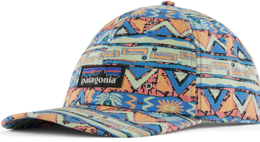 Clothing Patagonia Hats | Patagonia P-6 Label Trad Cap - High Hopes Geo Small-Salamander Green Orange