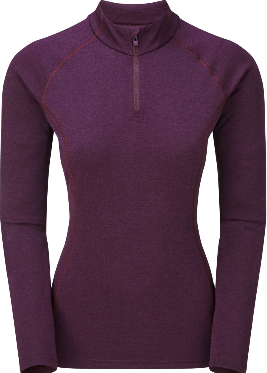 Clothing Montane T Shirts & Base Layers | Montane Womens Dart Zip Neck T-Shirt - Saskatoon Berry Purple