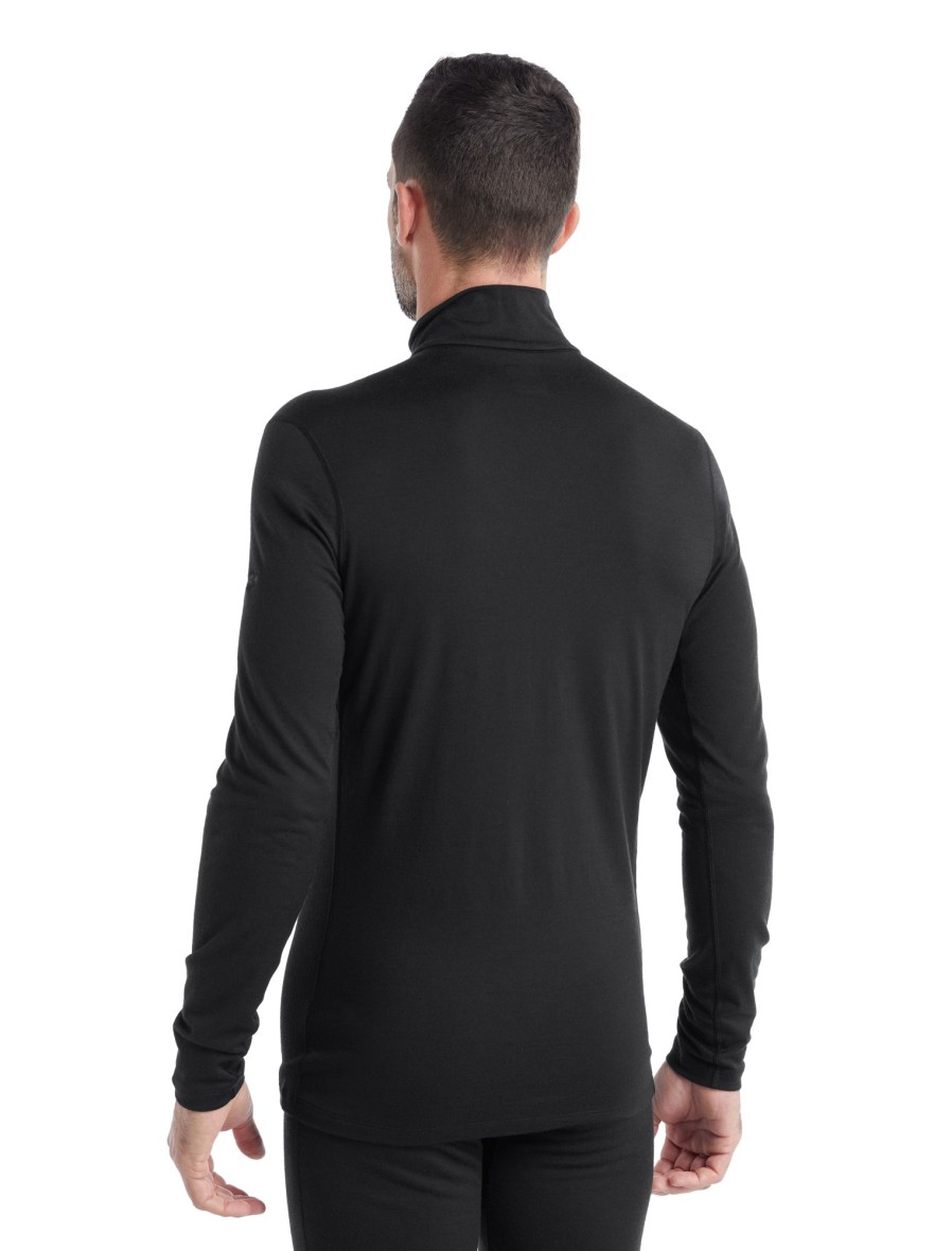 Clothing Icebreaker T Shirts & Base Layers | Icebreaker Mens 200 Oasis Long Sleeved Half Zip Top Black